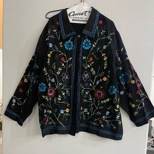 Embroidered linen lightweight jacket